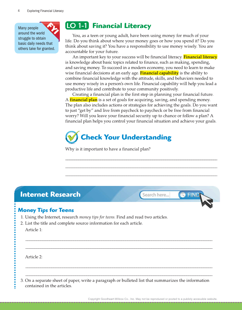 Exploring Financial Literacy, 2nd Edition page 4