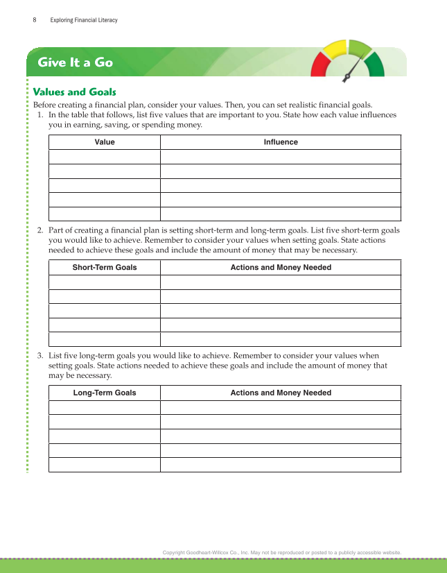 Exploring Financial Literacy, 2nd Edition page 8