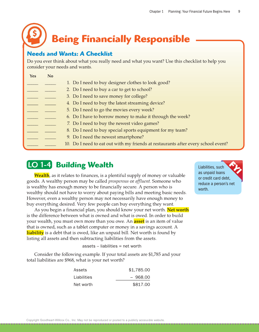 Exploring Financial Literacy, 2nd Edition page 9