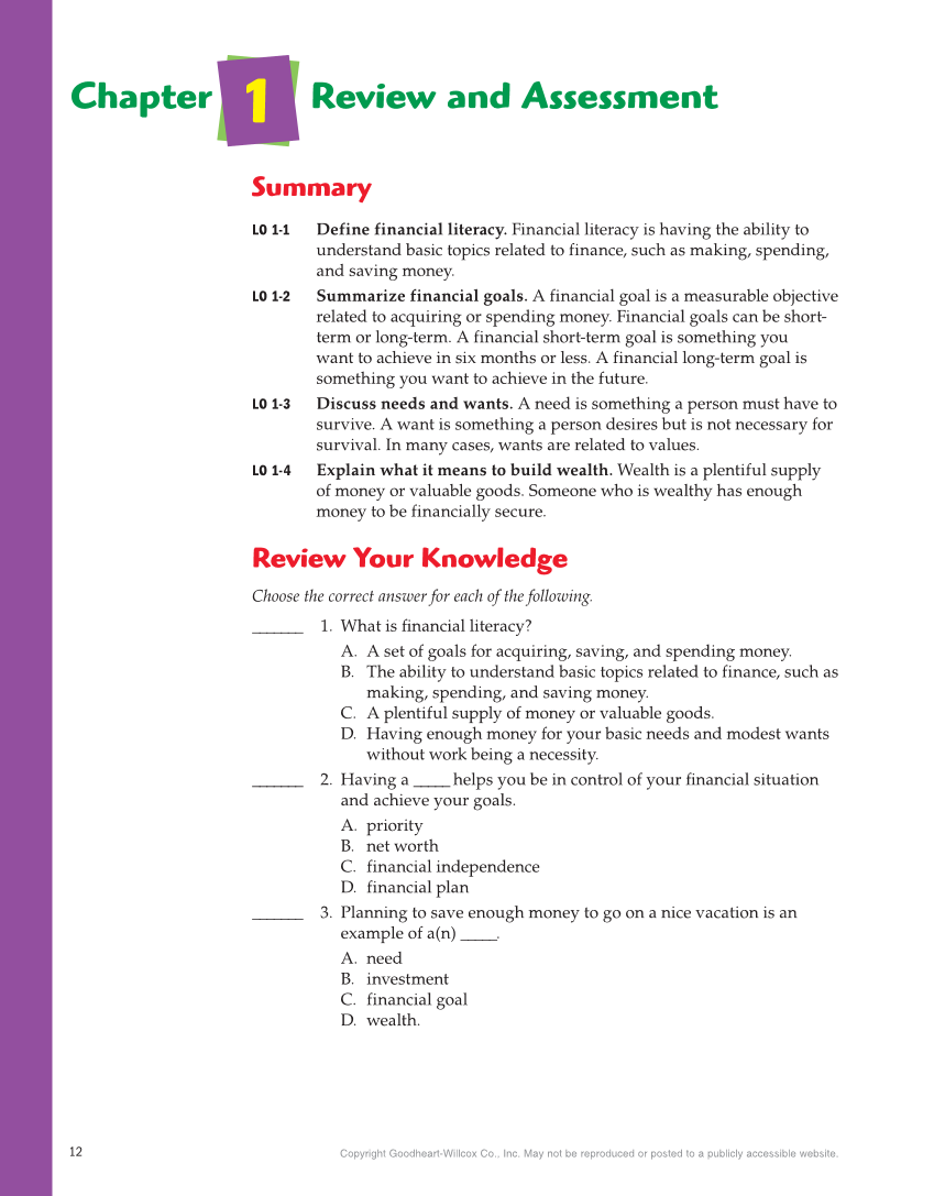 Exploring Financial Literacy, 2nd Edition page 12