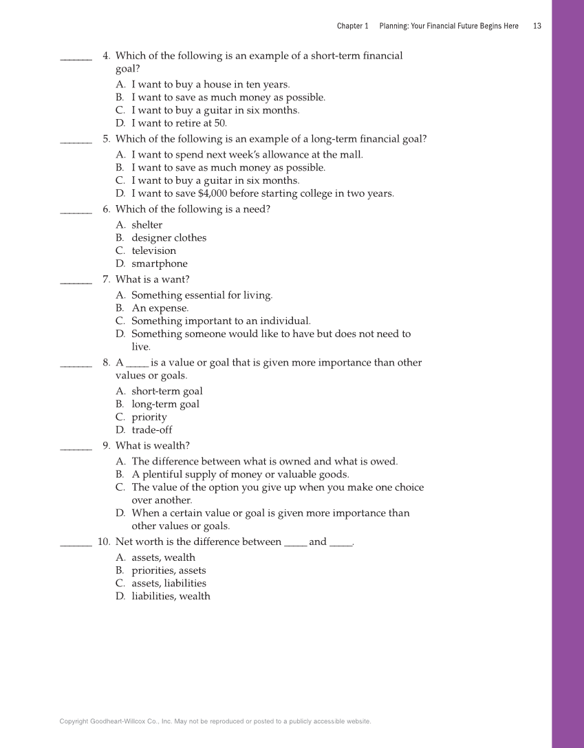 Exploring Financial Literacy, 2nd Edition page 13