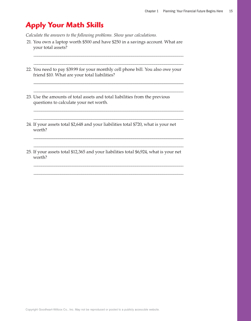 Exploring Financial Literacy, 2nd Edition page 15