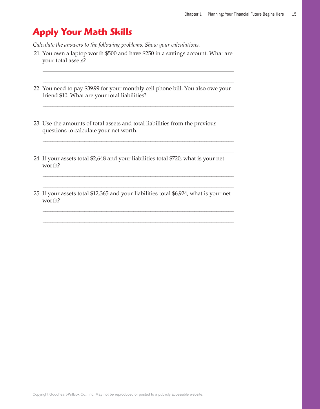 Exploring Financial Literacy, 2nd Edition page 15