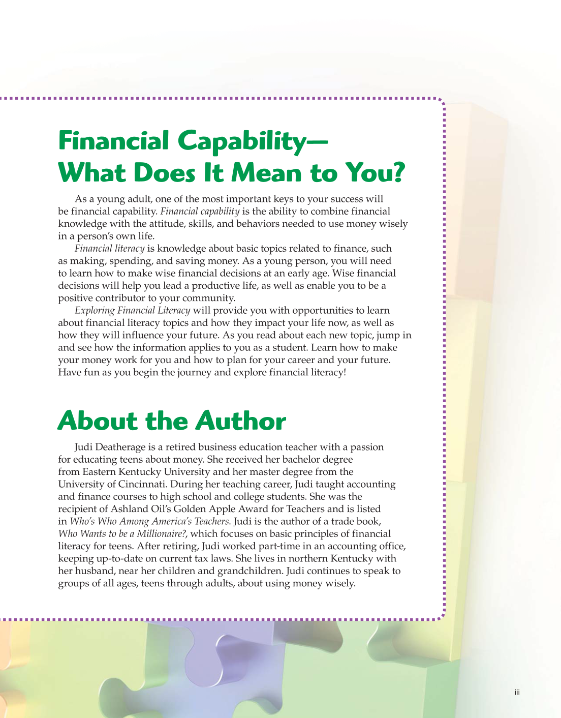 Exploring Financial Literacy, 2nd Edition page iii