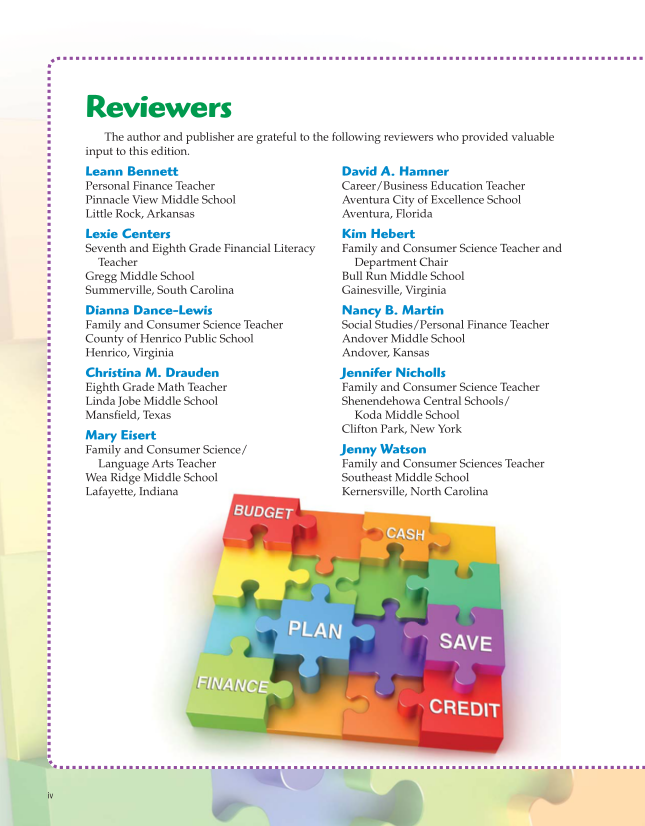 Exploring Financial Literacy, 2nd Edition page iv