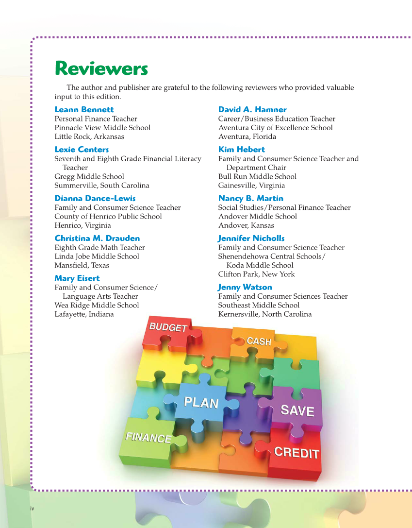 Exploring Financial Literacy, 2nd Edition page iv