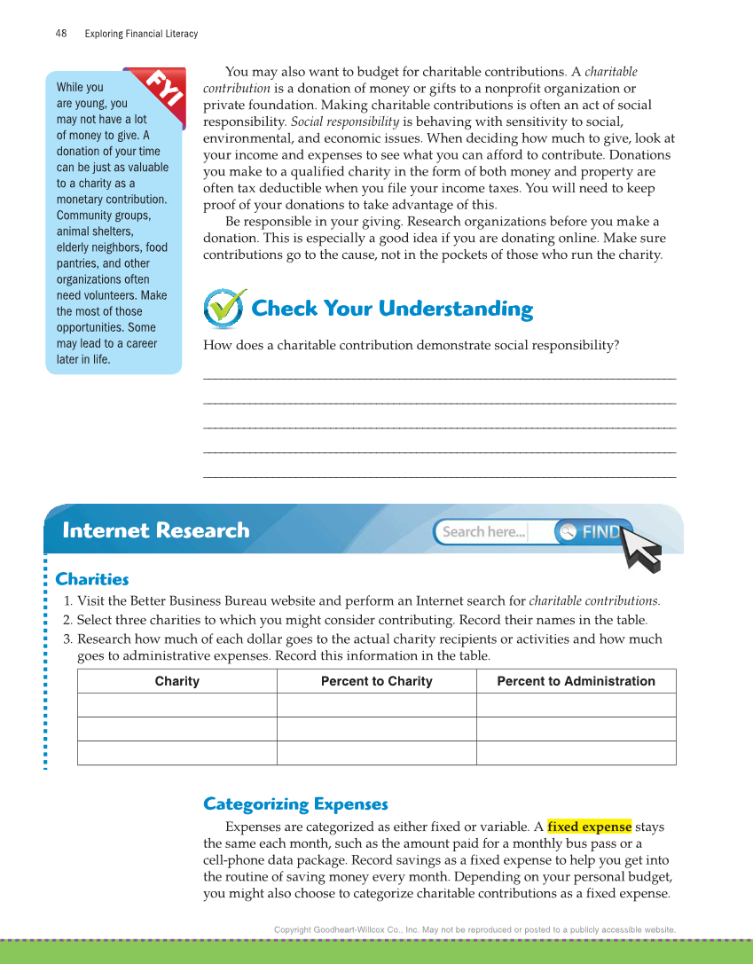 Exploring Financial Literacy, 2nd Edition page 48