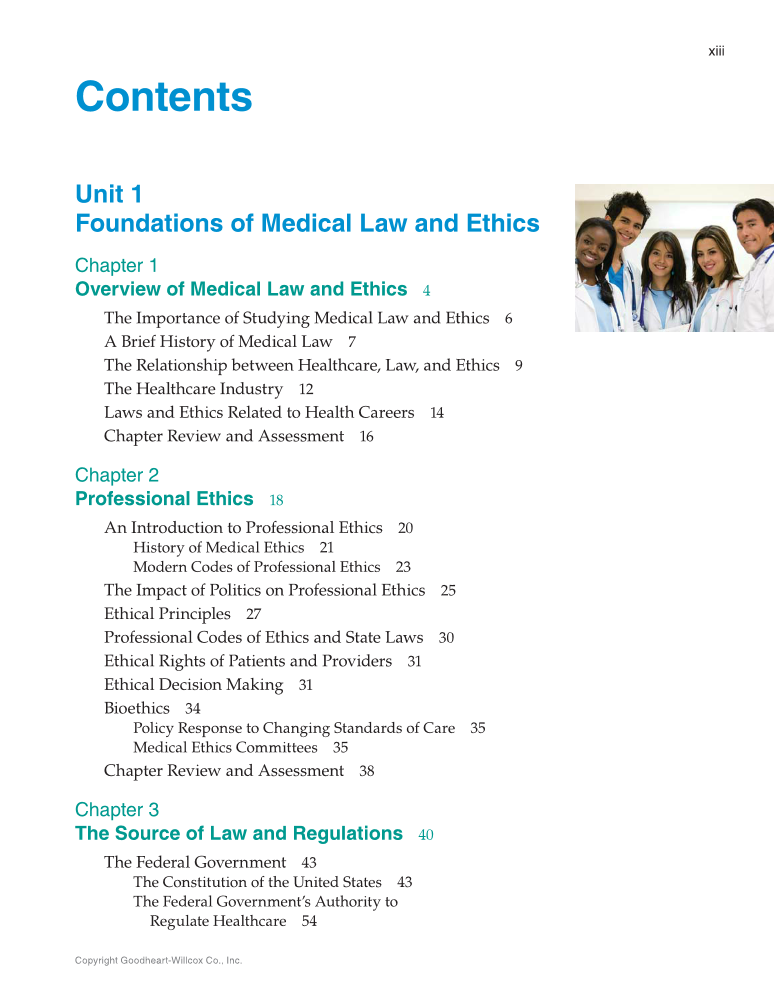 Medical Law & Professional Ethics, 1st Edition page xiii