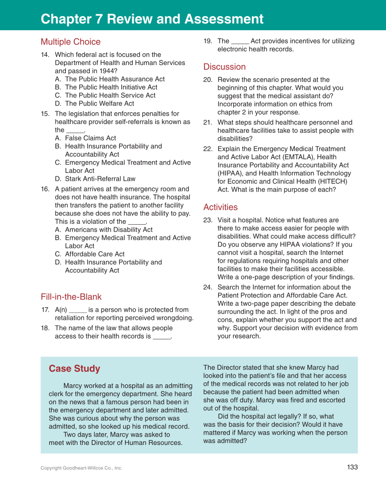Medical Law & Professional Ethics, 1st Edition page 133