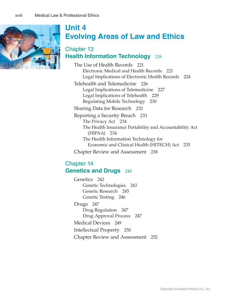 Medical Law & Professional Ethics, 1st Edition page xviii