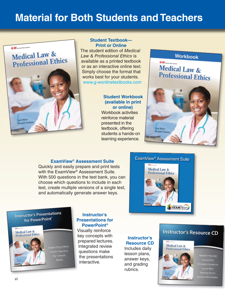 Medical Law & Professional Ethics, 1st Edition page vi