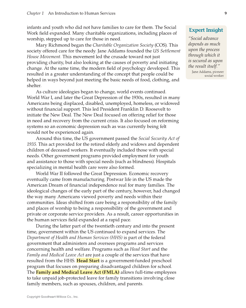 Principles of Human Services 2e, Textbook page 9