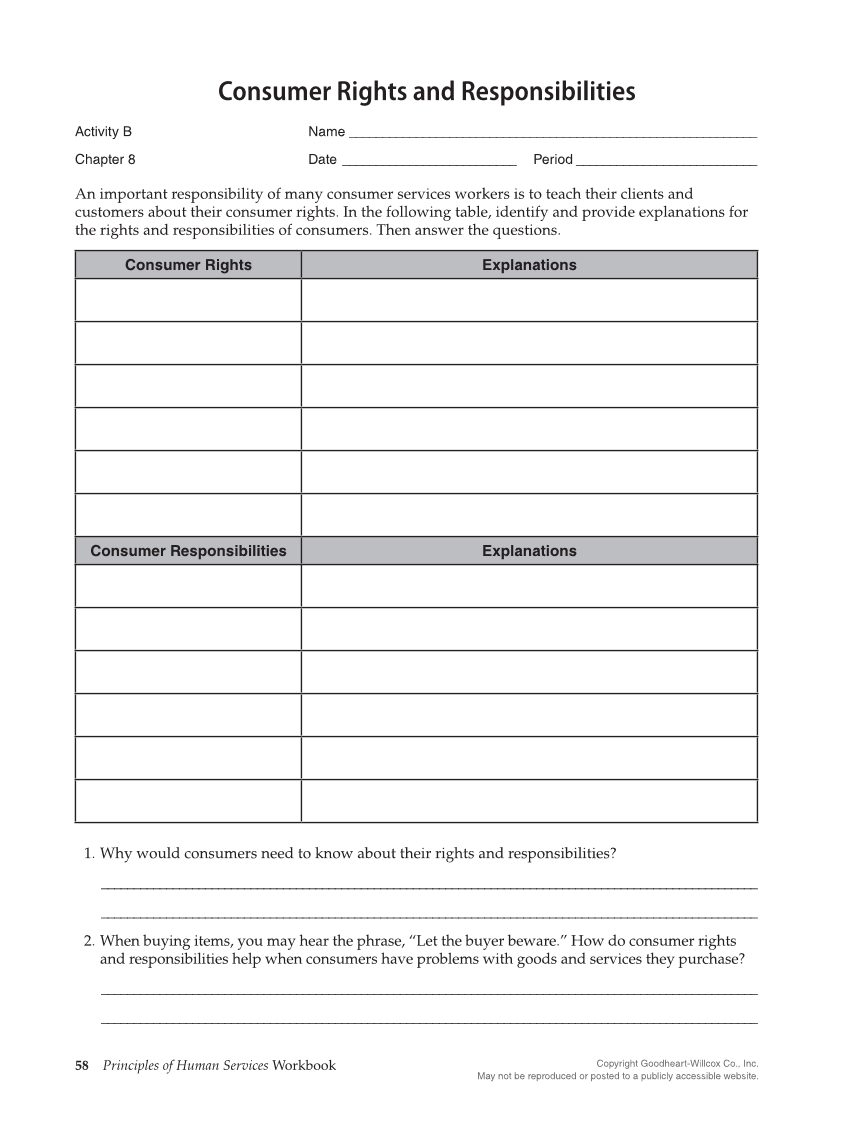 Principles of Human Services 2e, Workbook page 58