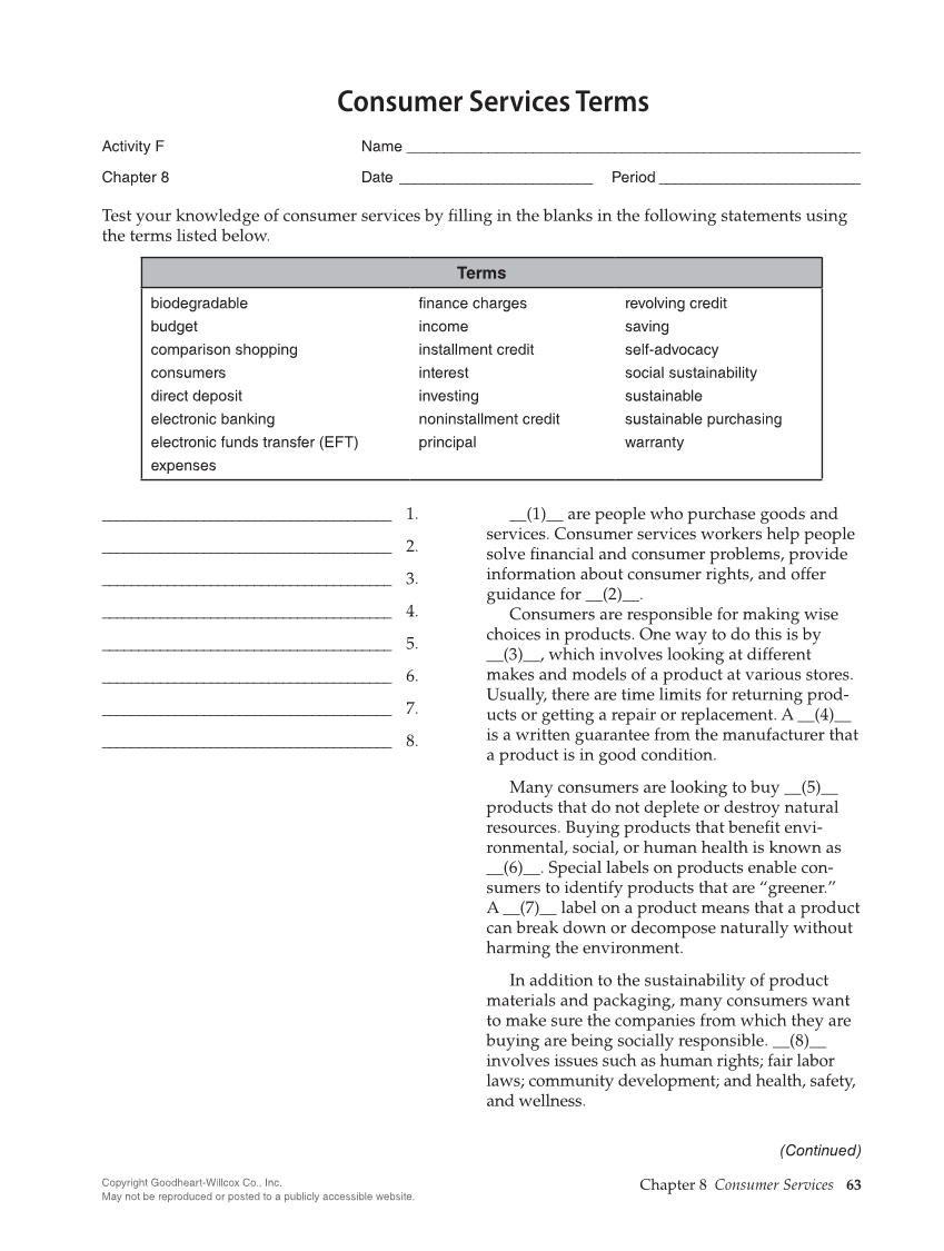 Principles of Human Services 2e, Workbook page 63