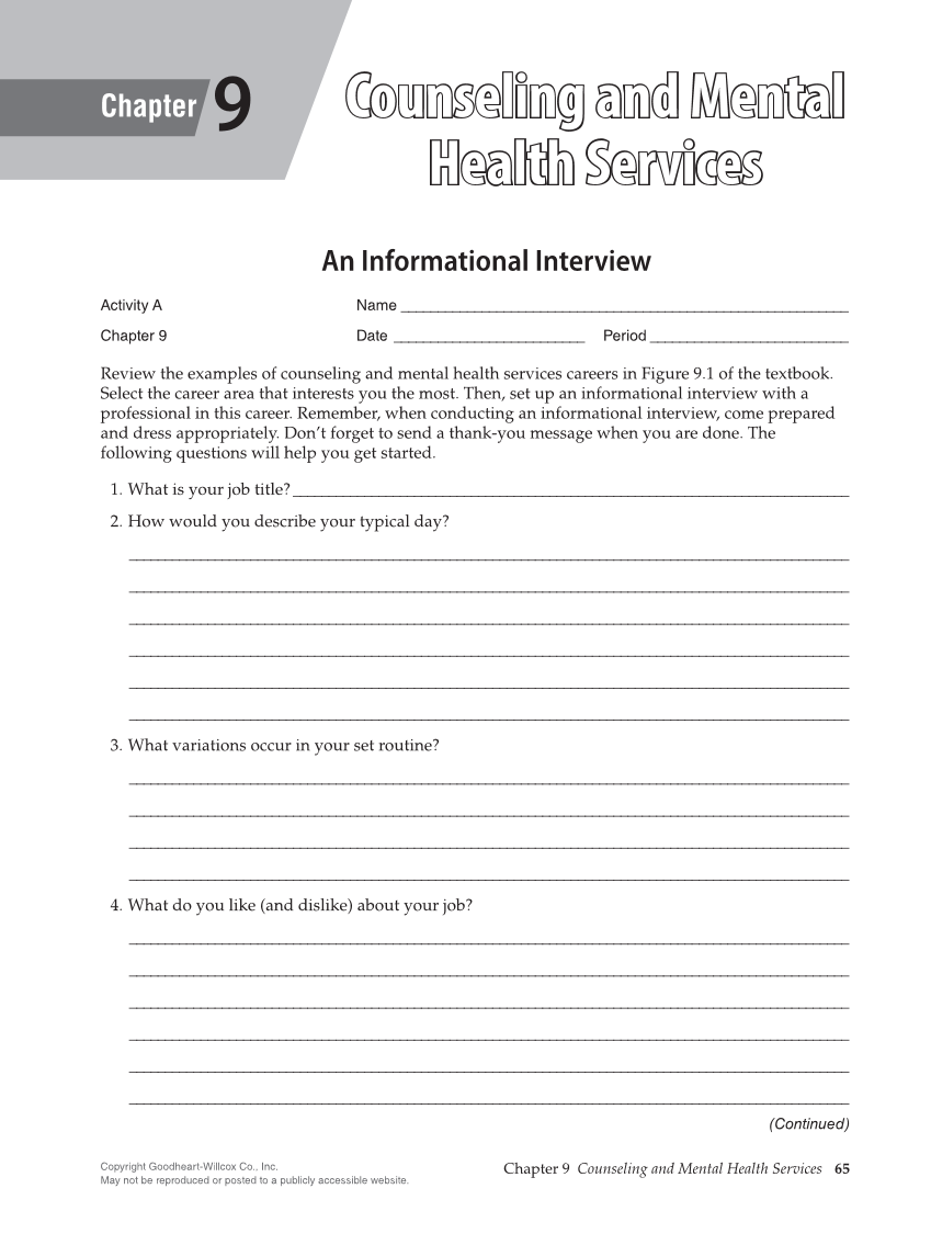 Principles of Human Services 2e, Workbook page 65
