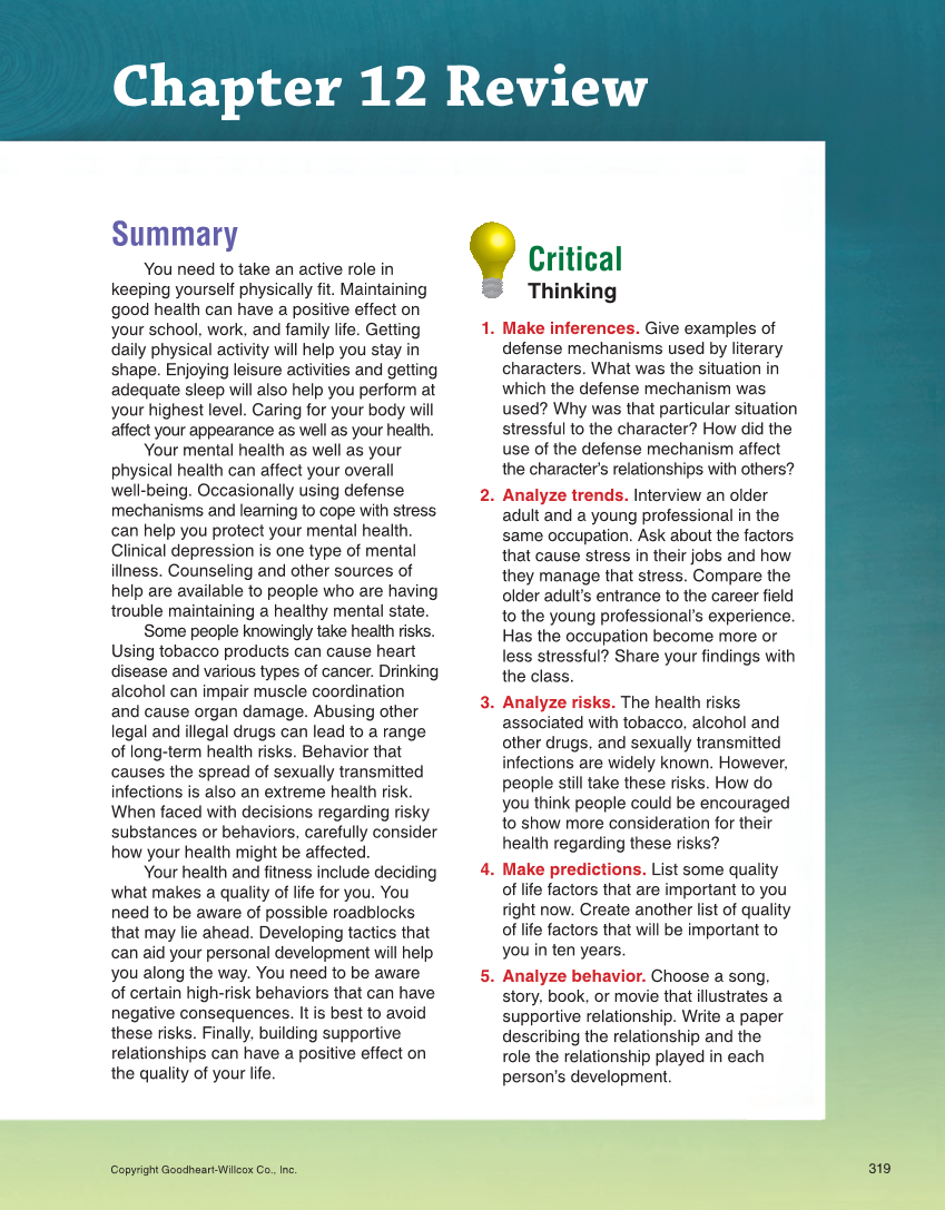 Succeeding in Life and Career: Foundations of Human Studies 12e, Textbook page 319