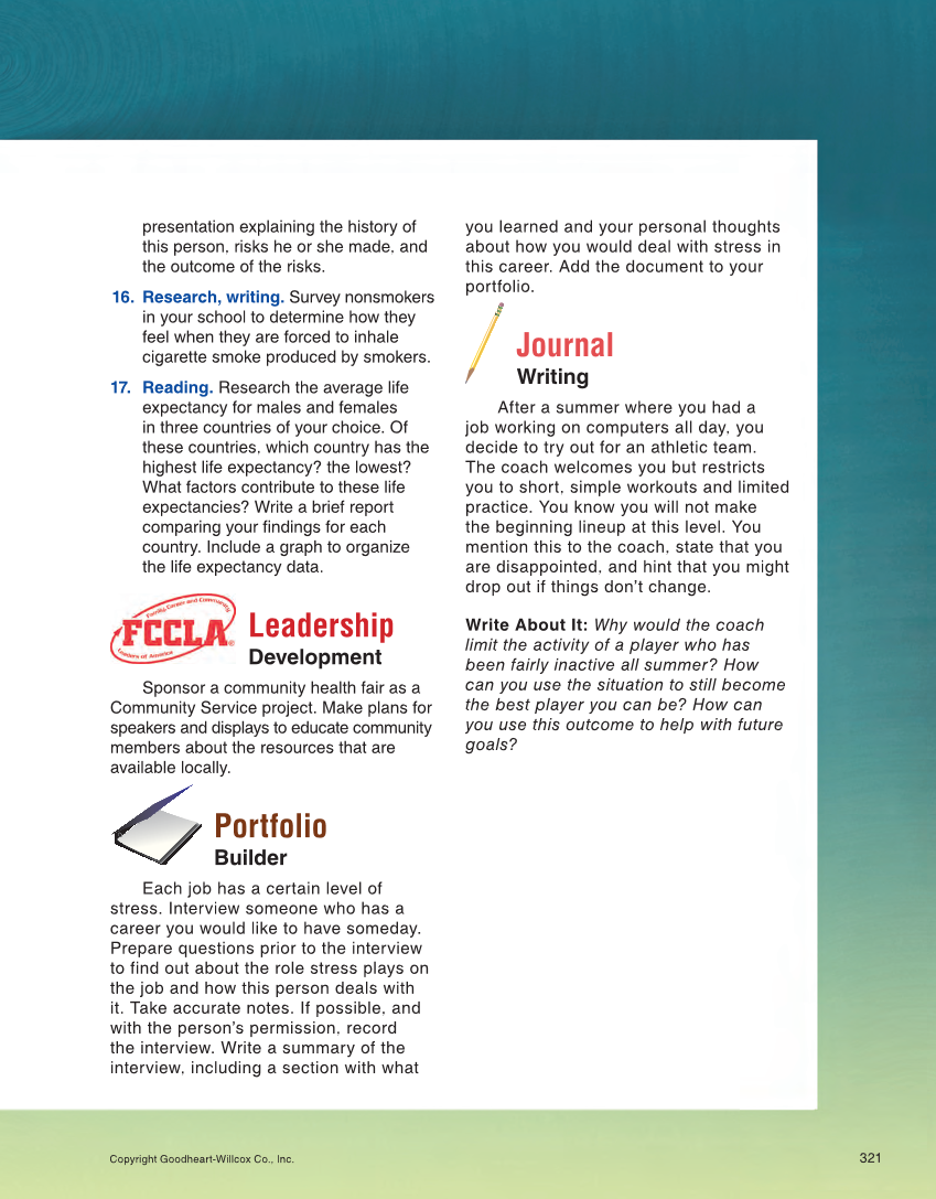 Succeeding in Life and Career: Foundations of Human Studies 12e, Textbook page 321