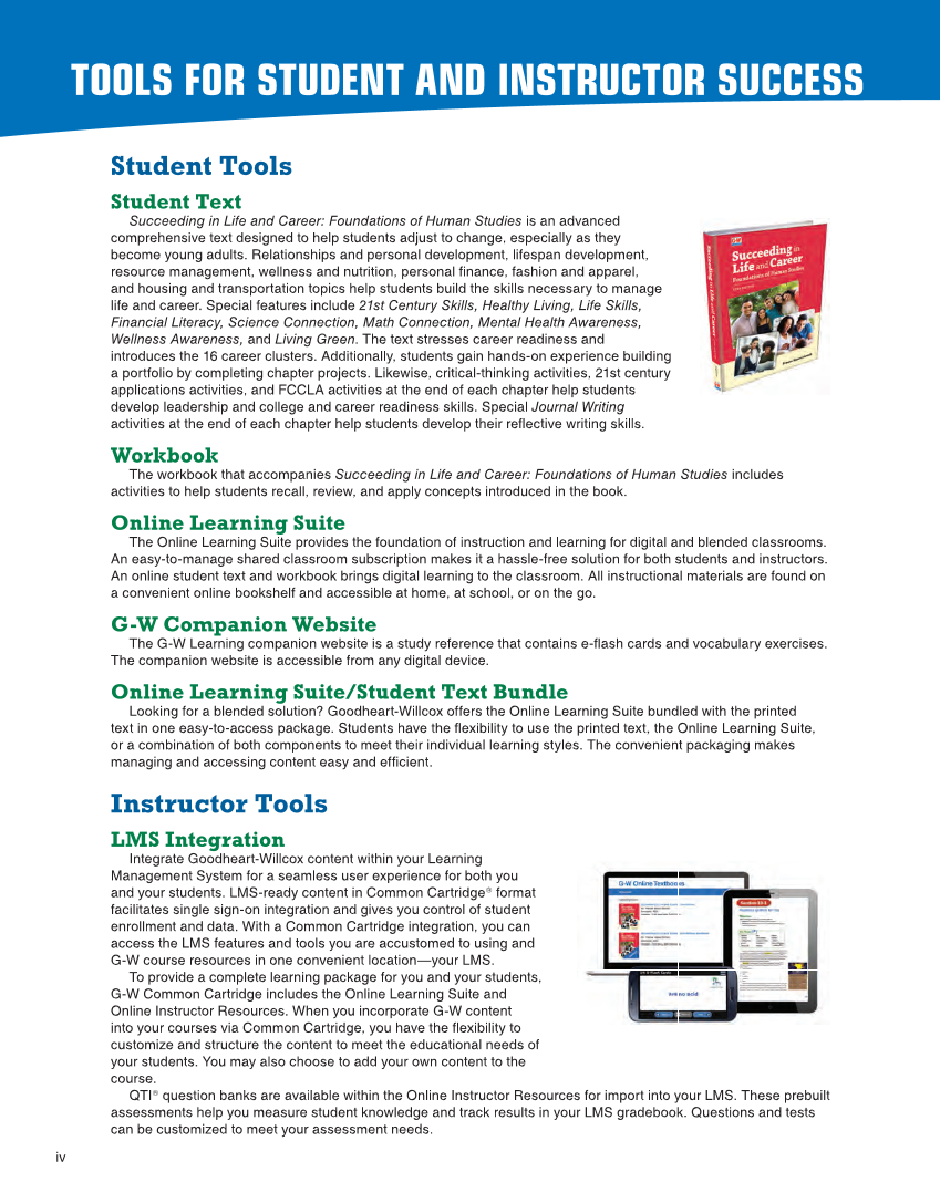Succeeding in Life and Career: Foundations of Human Studies 12e, Textbook page iv
