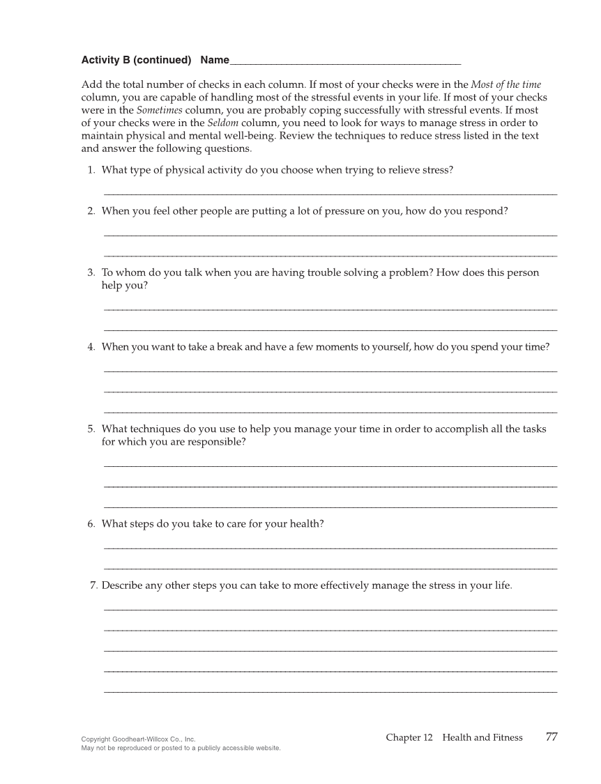 Succeeding in Life and Career: Foundations of Human Studies 12e, Workbook page 77