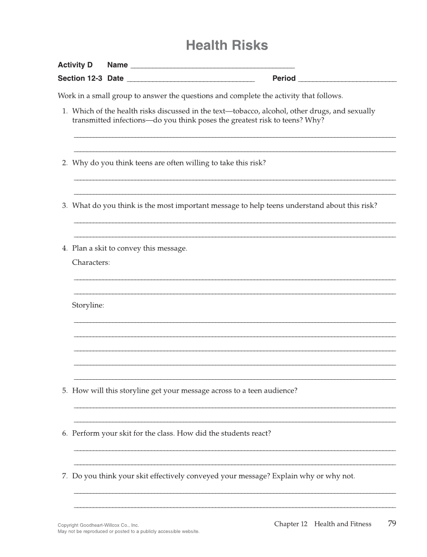 Succeeding in Life and Career: Foundations of Human Studies 12e, Workbook page 79
