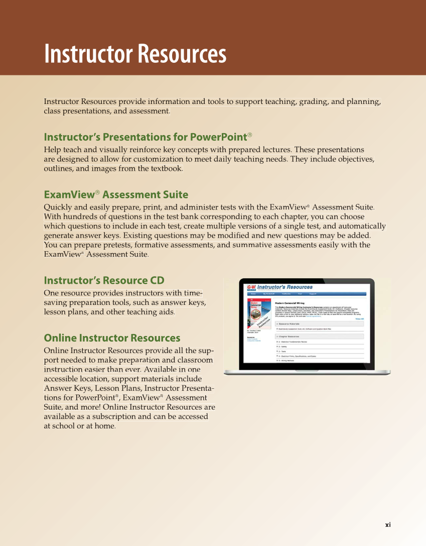 Modern Commercial Wiring, 7th Edition page xi