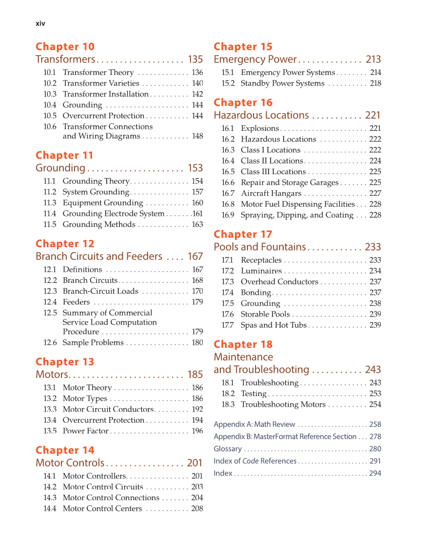 Modern Commercial Wiring, 7th Edition page xiv