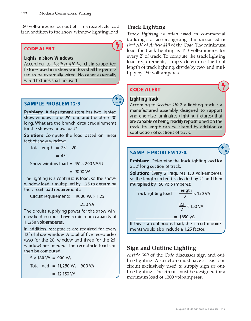 Modern Commercial Wiring, 7th Edition page 172