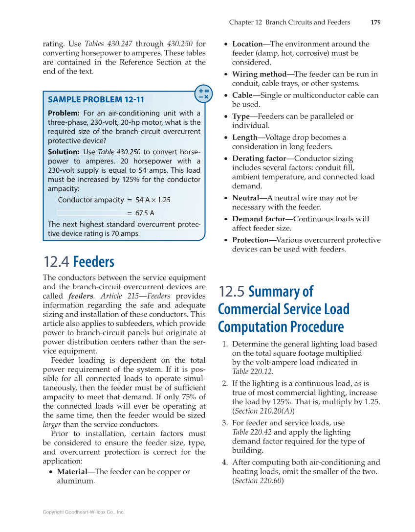 Modern Commercial Wiring, 7th Edition page 179
