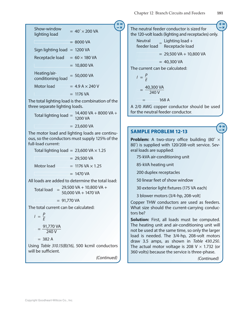 Modern Commercial Wiring, 7th Edition page 181