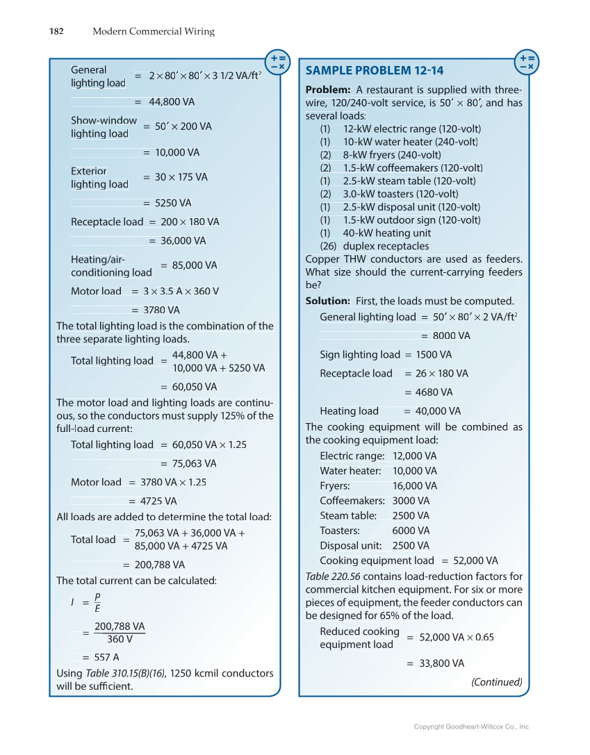 Modern Commercial Wiring, 7th Edition page 182
