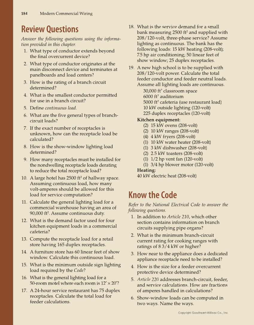 Modern Commercial Wiring, 7th Edition page 184