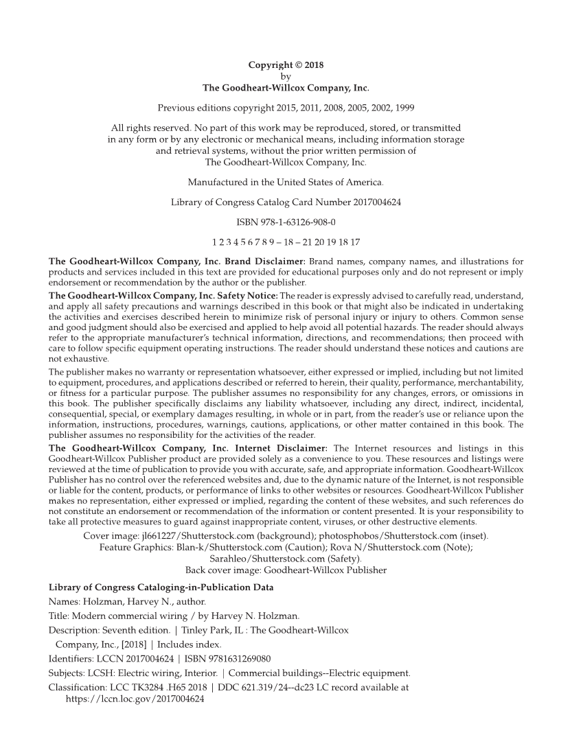 Modern Commercial Wiring, 7th Edition page ii