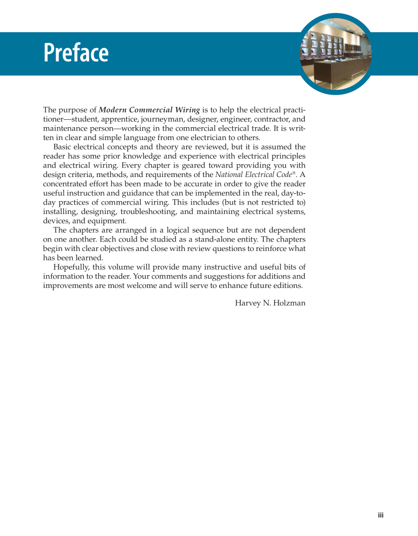 Modern Commercial Wiring, 7th Edition page iii