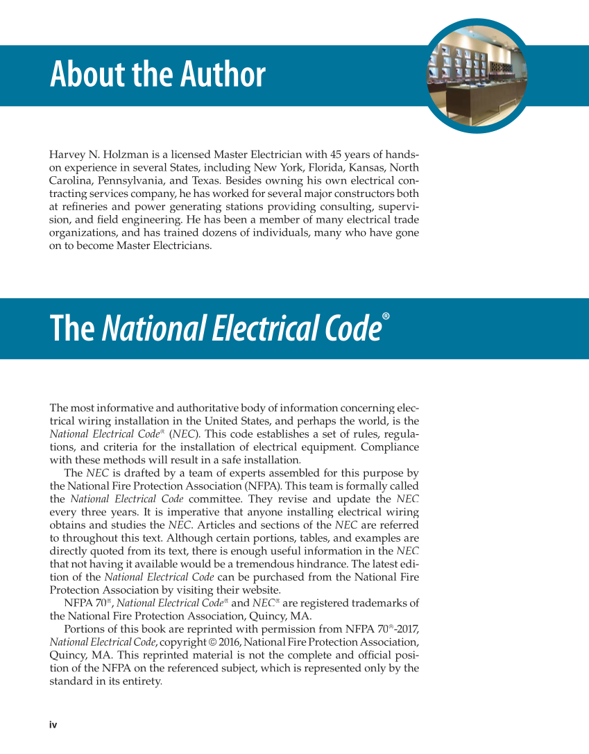 Modern Commercial Wiring, 7th Edition page iv