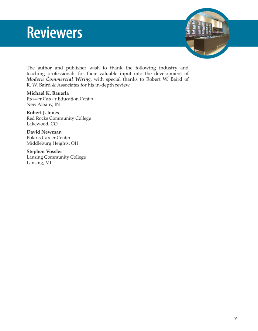 Modern Commercial Wiring, 7th Edition page v