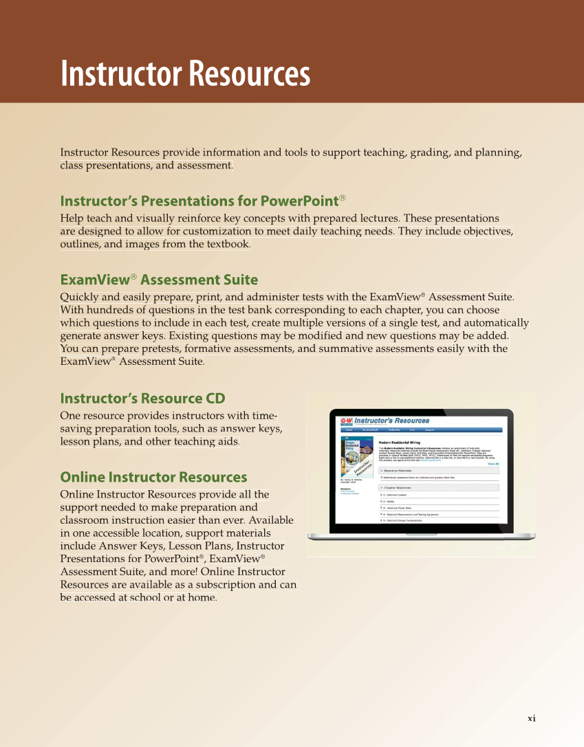 Modern Residential Wiring, 11th Edition page xi