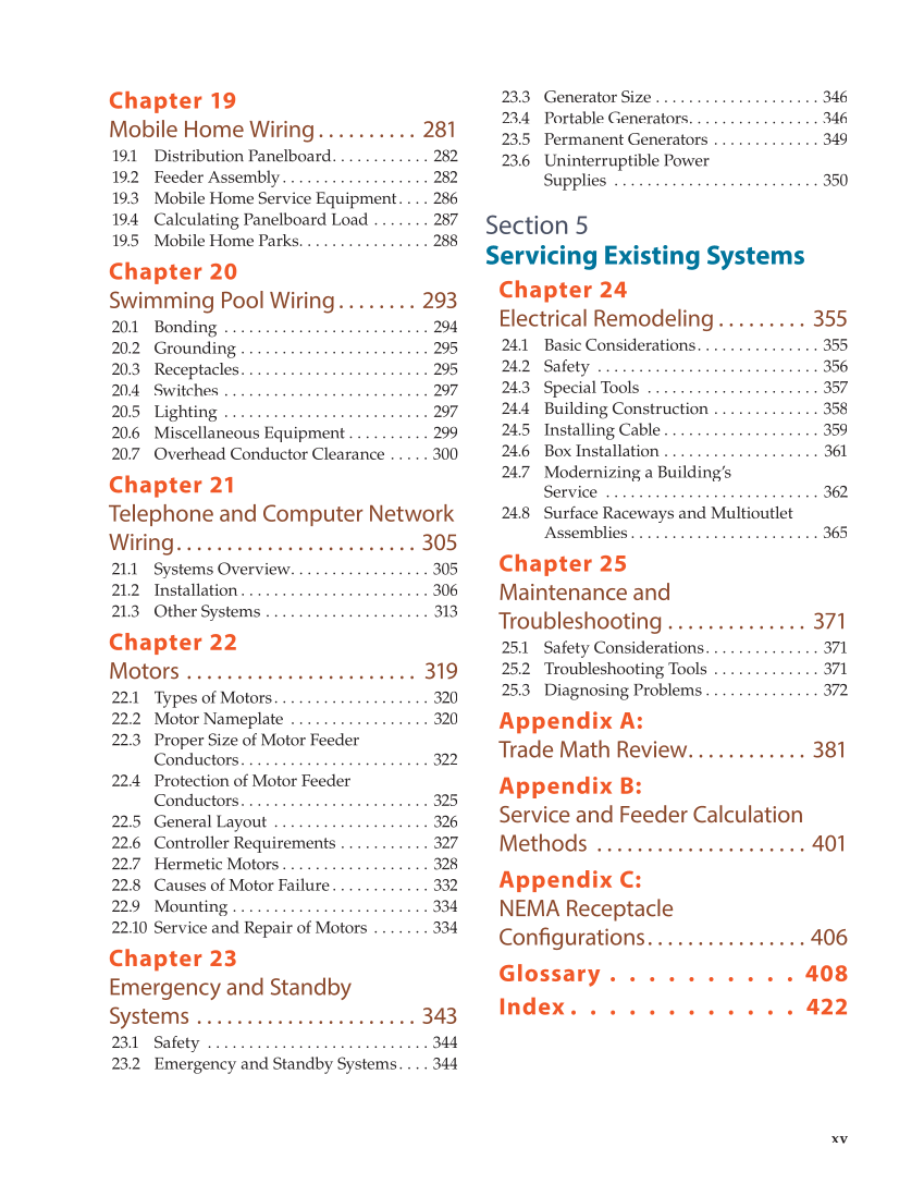 Modern Residential Wiring, 11th Edition page xv