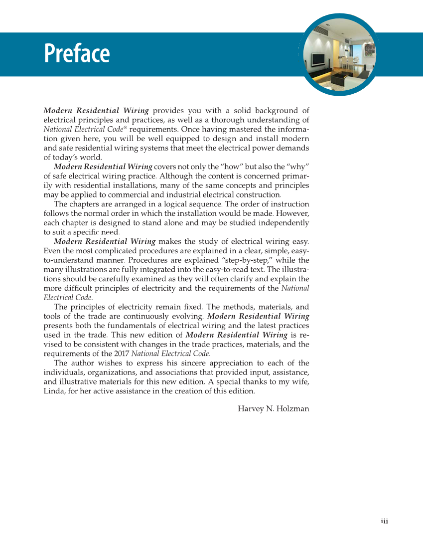 Modern Residential Wiring, 11th Edition page iii