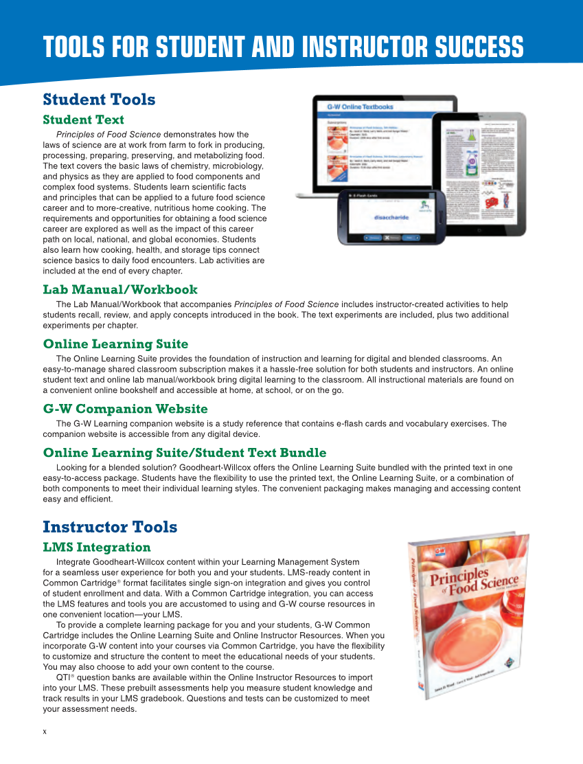 Principles of Food Science 5e, Textbook page x