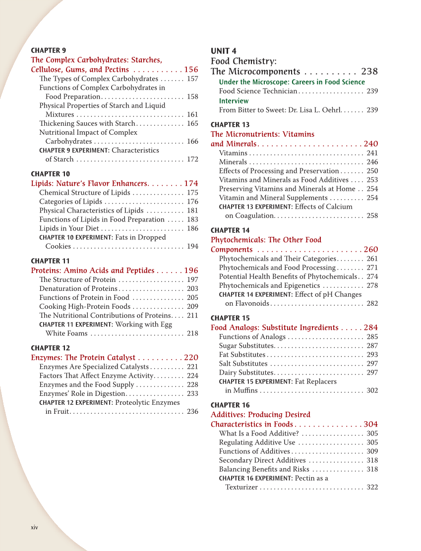 Principles of Food Science 5e, Textbook page xiv