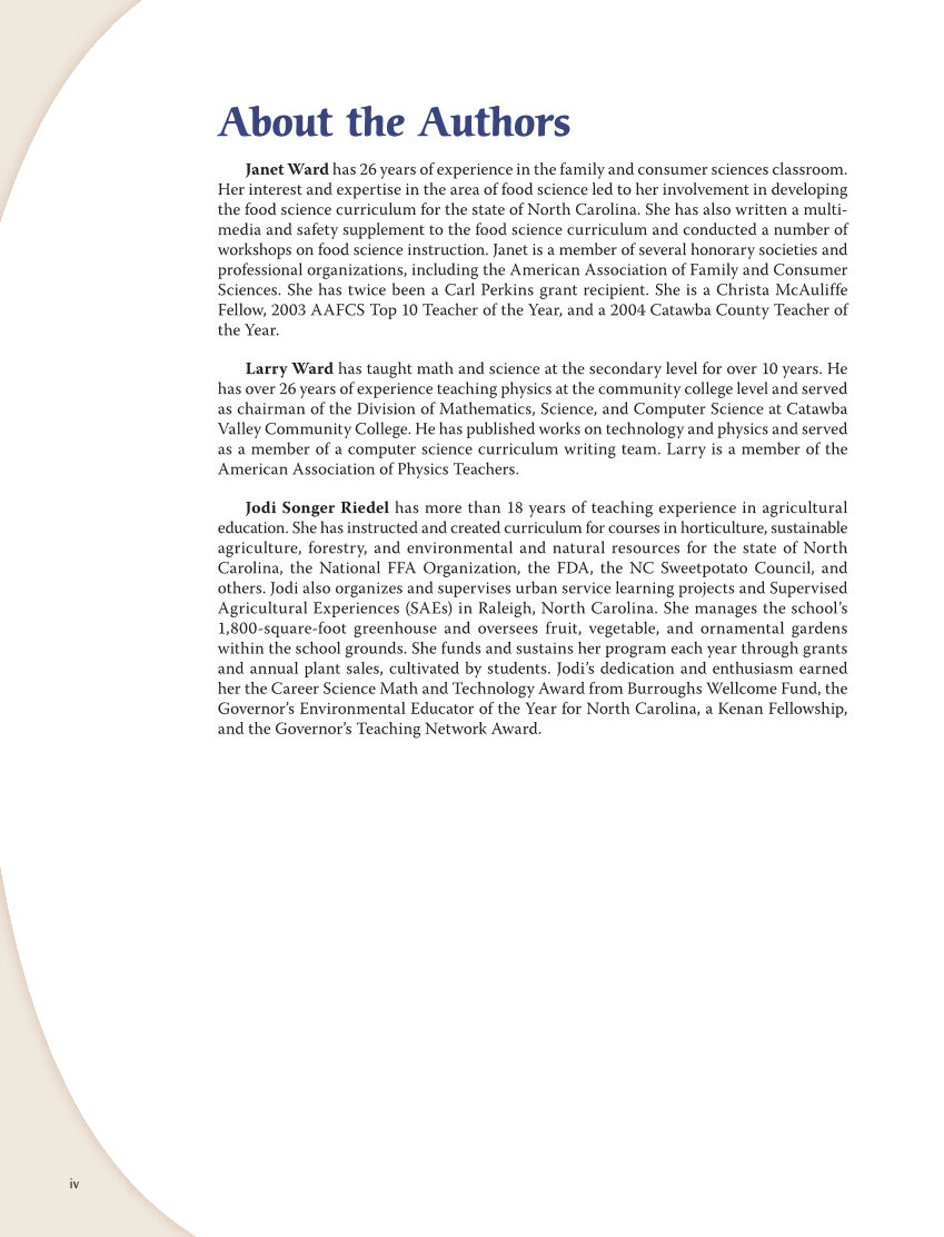 Principles of Food Science 5e, Textbook page iv