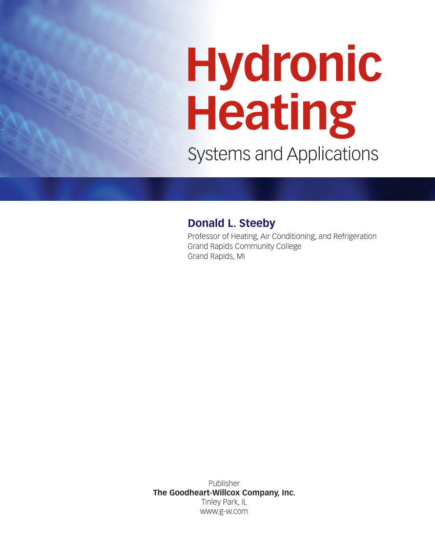 Hydronic Heating: Systems and Applications, Textbook page i