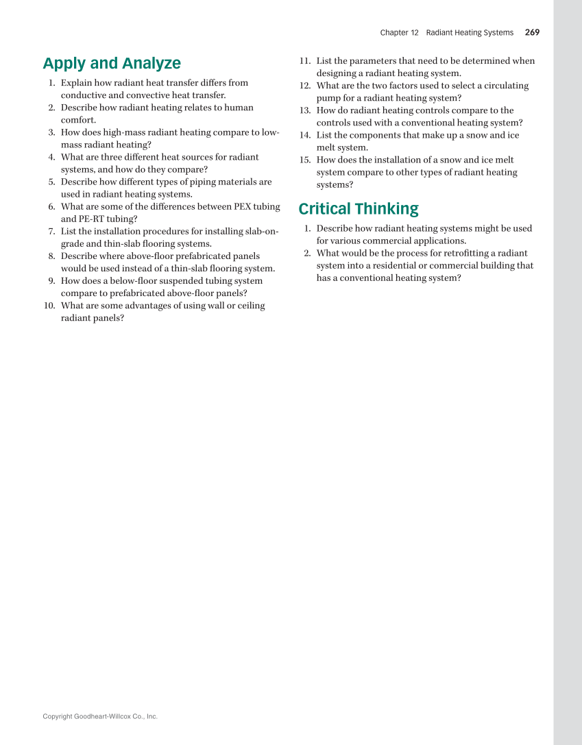 Hydronic Heating: Systems and Applications, Textbook page 269