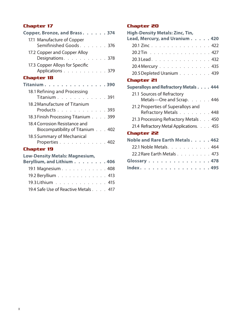 Metallurgy Fundamentals, 6th Edition page x