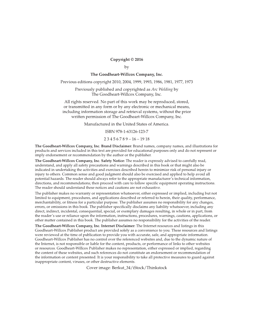 Shielded Metal Arc Welding, 9th Edition page ii