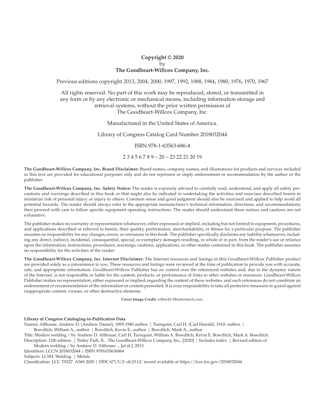 Modern Welding, 12th Edition page ii