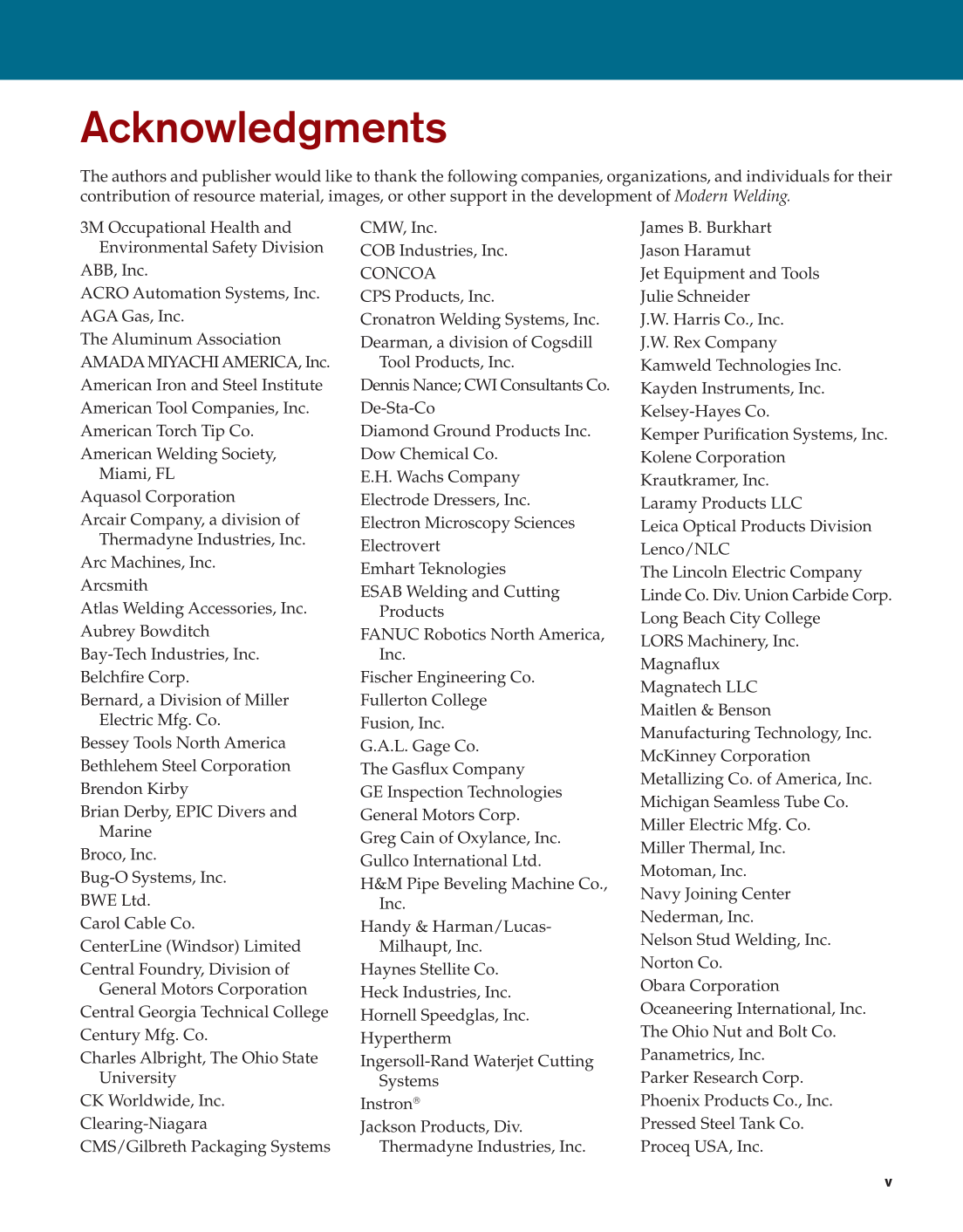 Modern Welding, 12th Edition page v