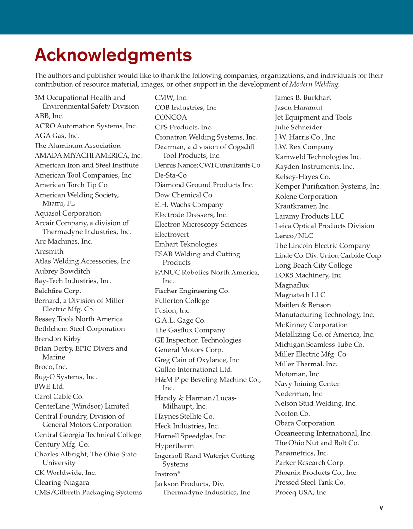 Modern Welding, 12th Edition page v