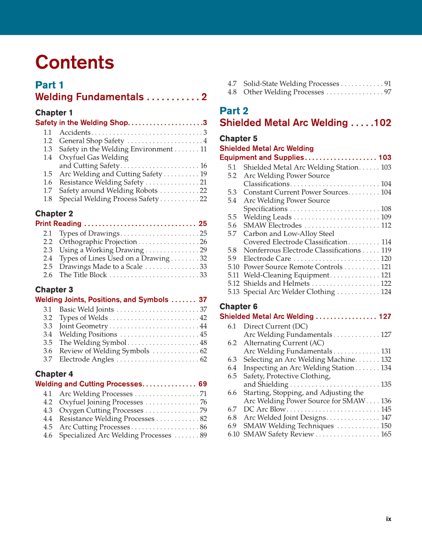 Modern Welding, 12th Edition page ix