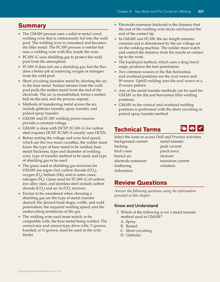 Modern Welding, 12th Edition page 237